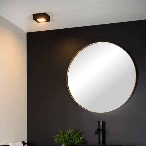 Lucide BRICE-LED - Plafonnière Badkamer - LED Dimb. - 1x8W 3000K - IP44 - Zwart - sfeer 1